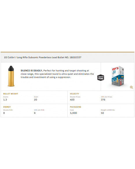 Aguila Colibri Subsonic Powderless 20gr .22lr