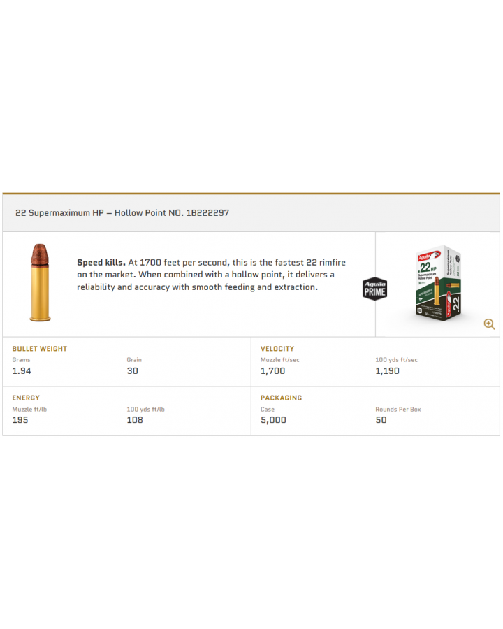 Aguila Super Maximum HP 30gr .22lr