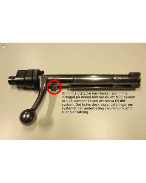 Hogue svart kolv modell Mauser 98 pelarbäddad