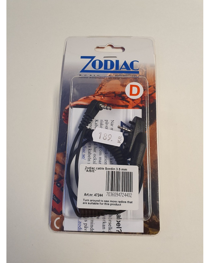 Zodiac kabel Sordin 3,5 mm D Team Pro (47244)