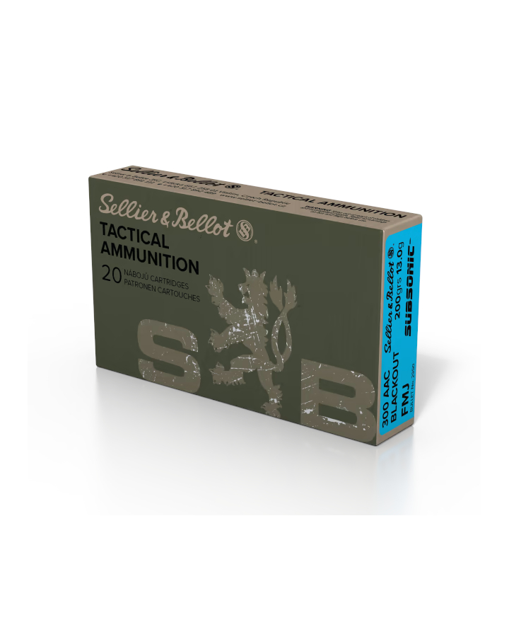 Sellier&Bellot Ammunition, 300AAC Blackout 13g200gr FMJ Subsonic 20-p