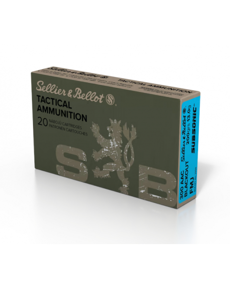 Sellier&Bellot Ammunition, 300AAC Blackout 13g200gr FMJ Subsonic 20-p