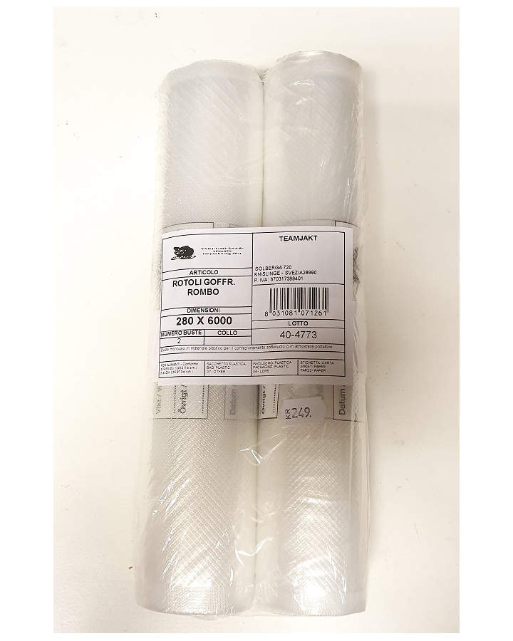 Vackpåse, rulle 280x6000 med etikett, 2-pack