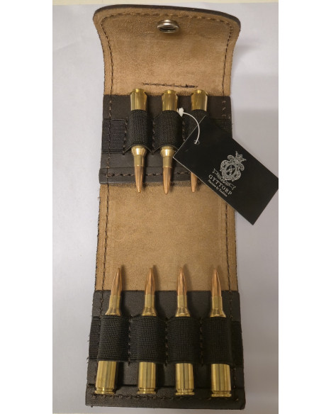 Patronetui med lock, Skinn, 7st kulpatroner